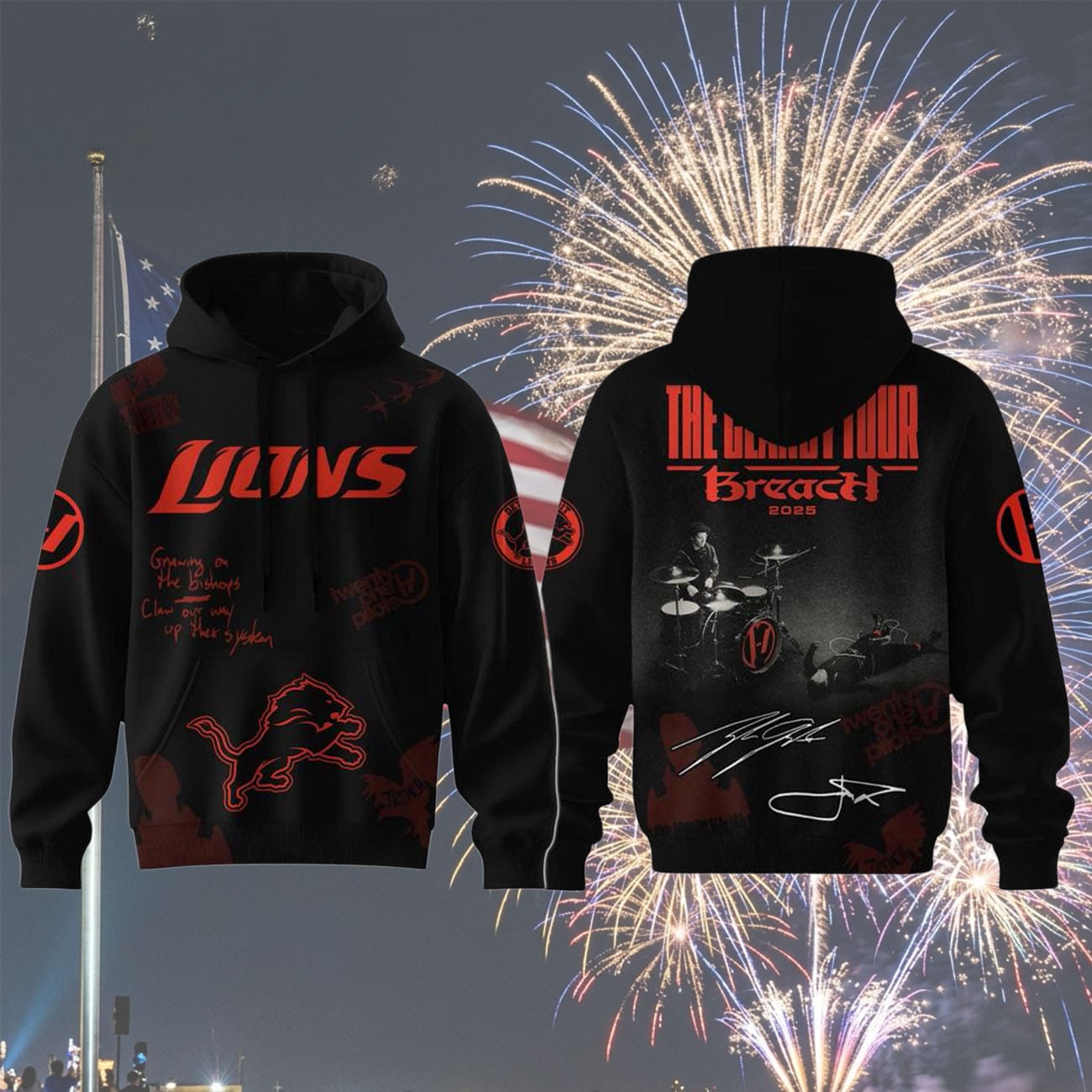 Detroit Lions X Twenty One Pilots Clancy World Tour Hoodie