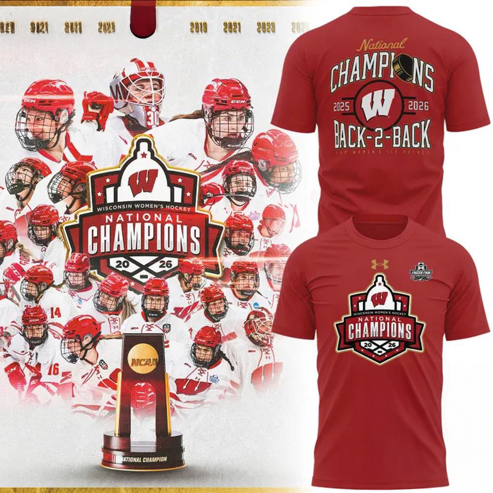 Wisconsin Badgers Backtoback Hockey Champions T-Shirt