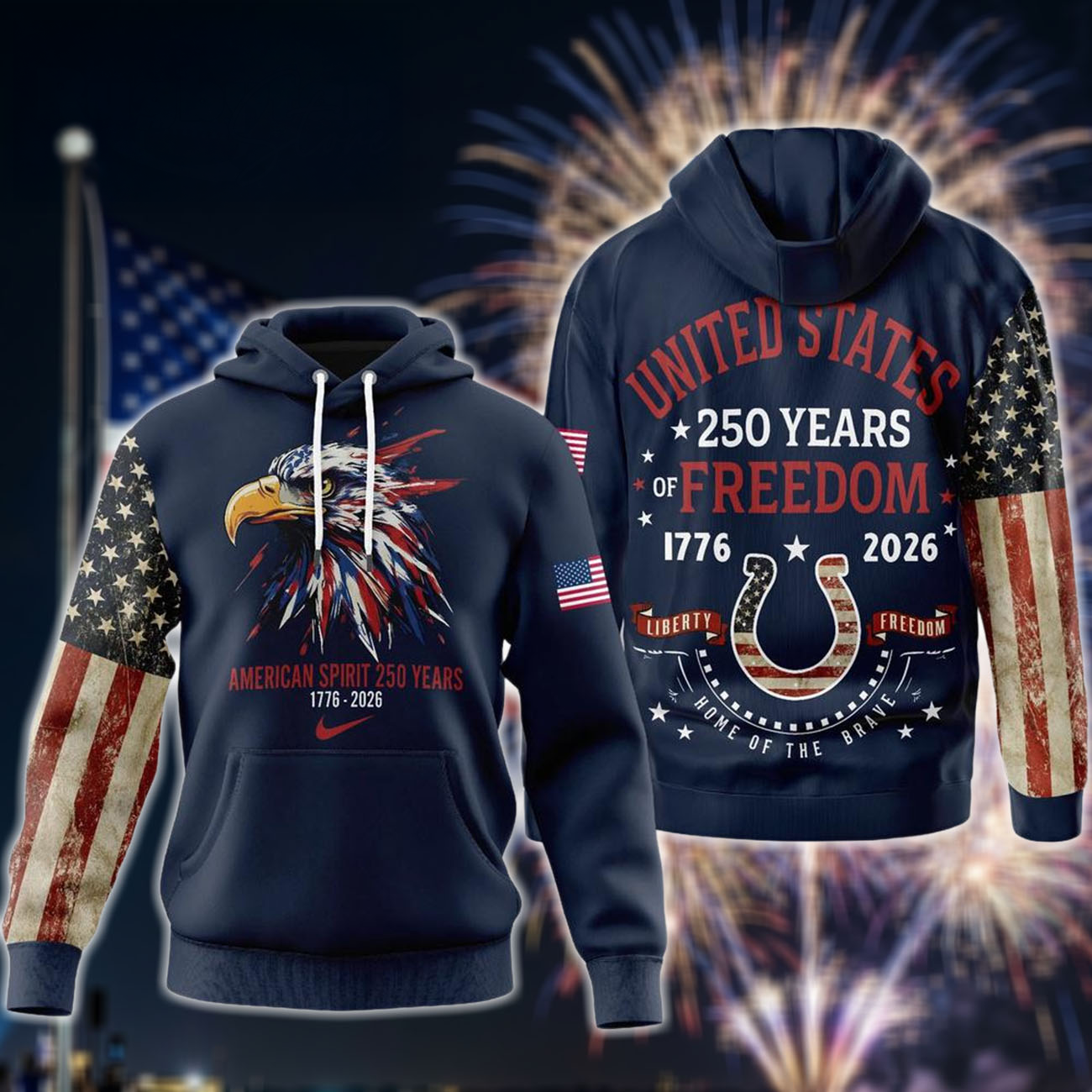 Indianapolis Colts 2026 Nfl American Spirit 250 Years Limited Hoodie Shirt