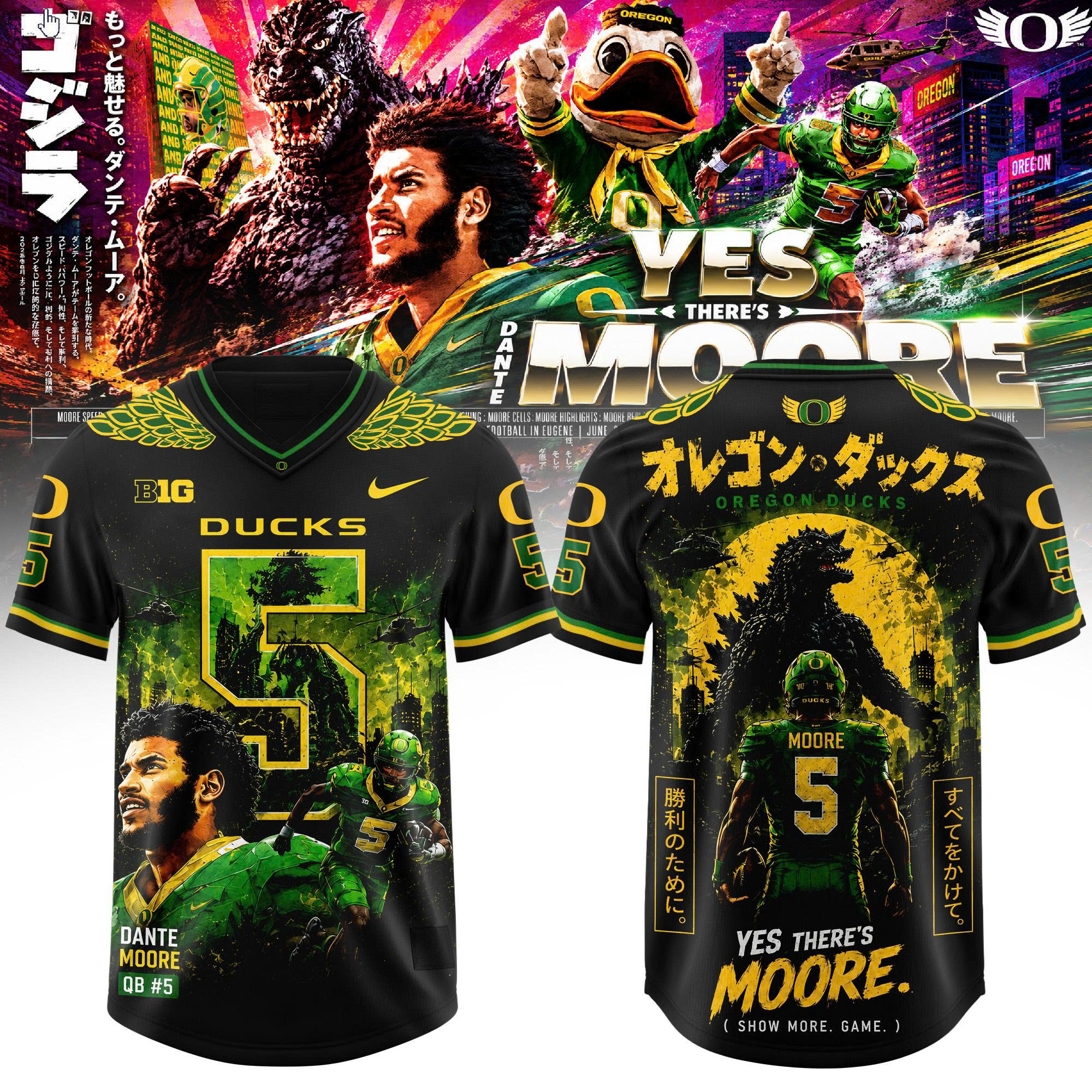 Oregon Ducks X Godzilla Yes Theres Moore Limited Baseball Jersey Collection
