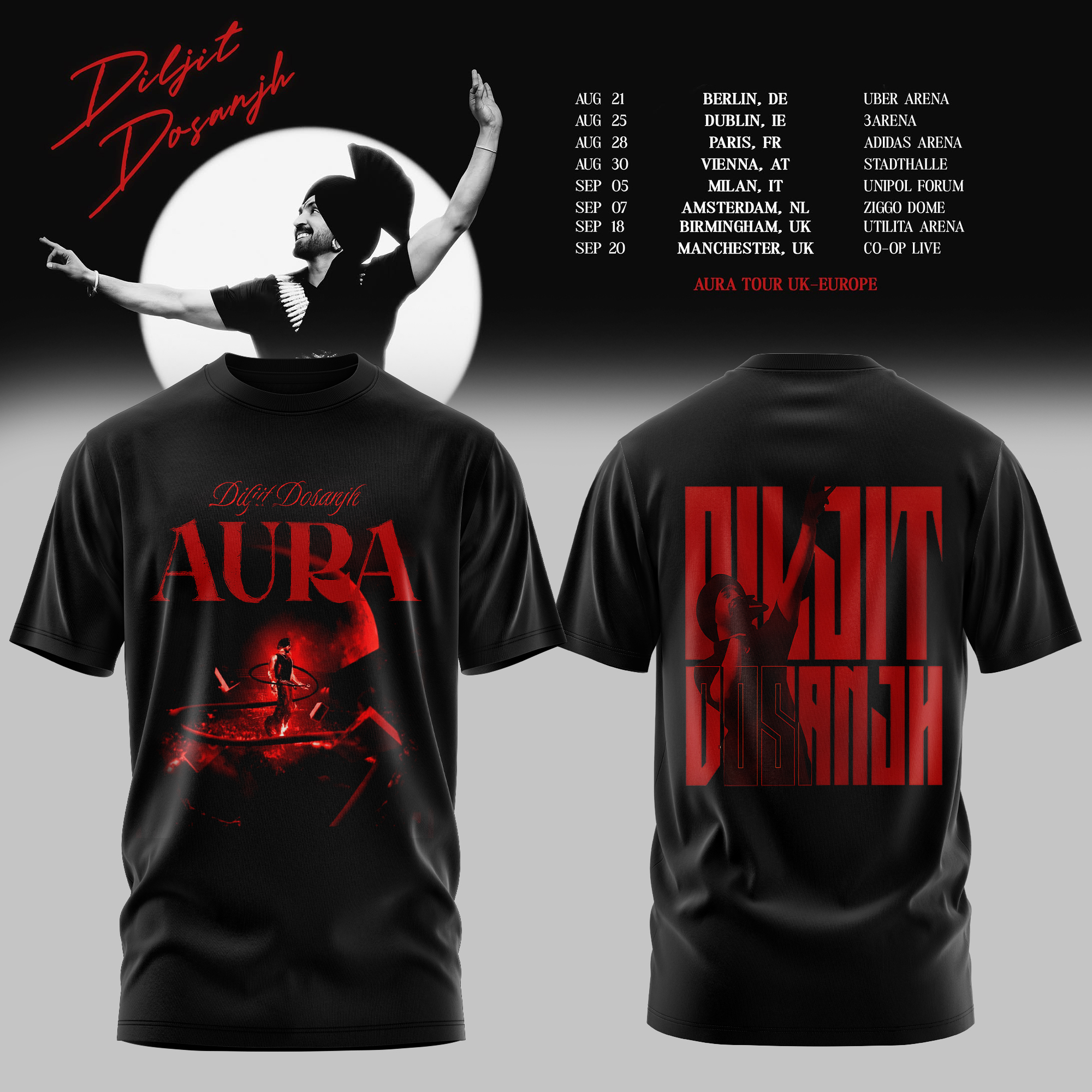 Aura World Tour 2026 Europe Uk Limited Concert T-Shirt