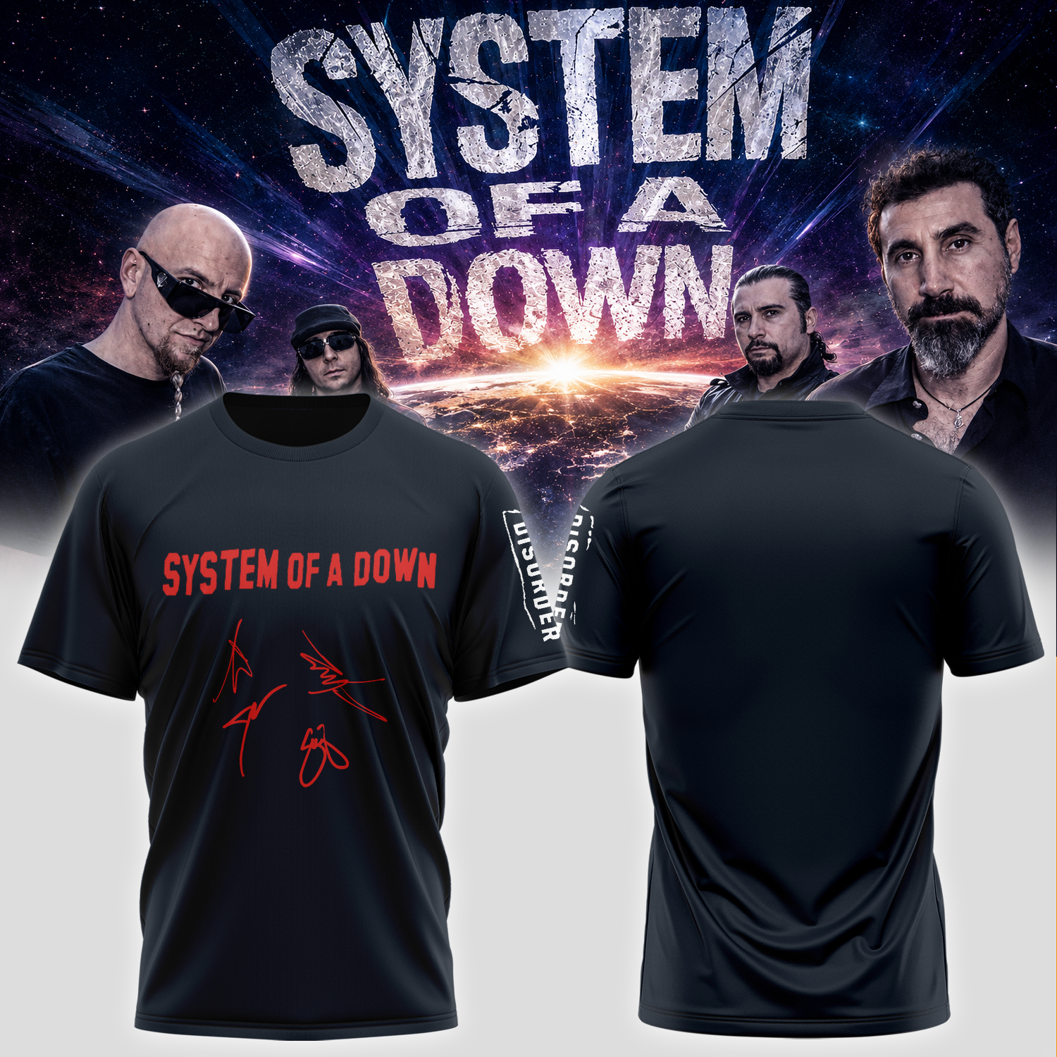 System Of A Down Europe Uk Stadium Tour 2026 Official Tour Graphic T-Shirt Collection