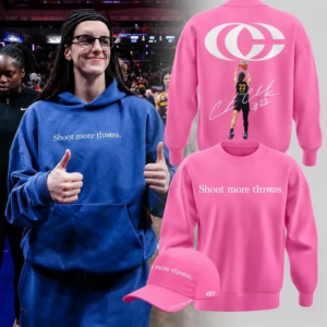 Caitlin Clark Shoot More Threes Logo And Signatures 2026 Pink Premium Sweatshirt Edition