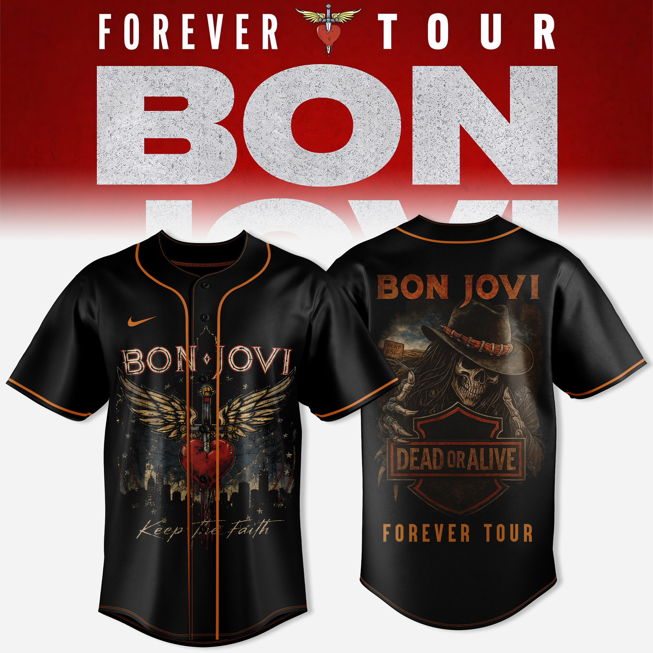 Bon Jovi Forever Tour Limited Baseball Jersey