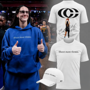 Caitlin Clark Shoot More Threes Logo And Signatures 2026 White Fan T-Shirt Collection