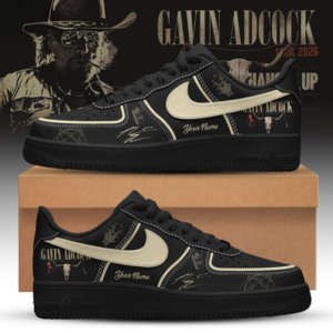 Gavin Adcock Steer Skull Distressed Fleece Custom Air Force Sneakers