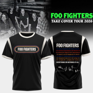 Foo Fighters Take Cover Tour 2026 Signature Black T-Shirt Fan Edition