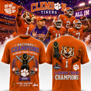 Clemson Tigers National Champions 2026 T-Shirt College Football Championship Graphic Tee Ncaa Clemson Football Fan Shirt Tigers Championship Gift