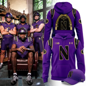 Northwestern Wildcats Football 3D All Over Print Hoodie Custom Name Purple Ncaa Fan Hoodie Matching Baseball Cap College Football Game Day Gift