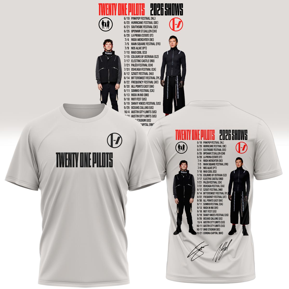 Twenty One Pilots 2026 Shows Signature Graphic T-Shirt