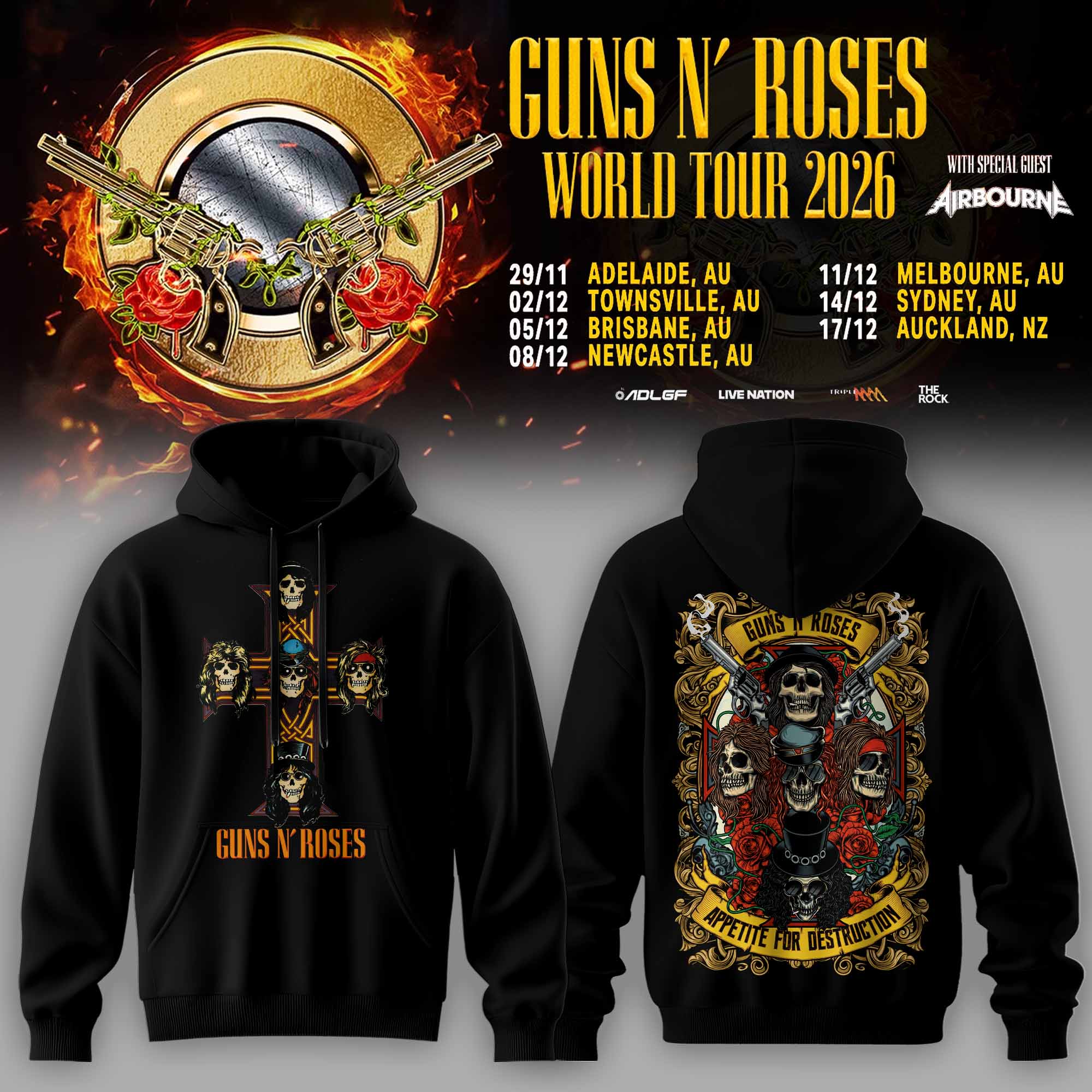 Guns N Roses World Tour 2026 Collector Hoodie Collection