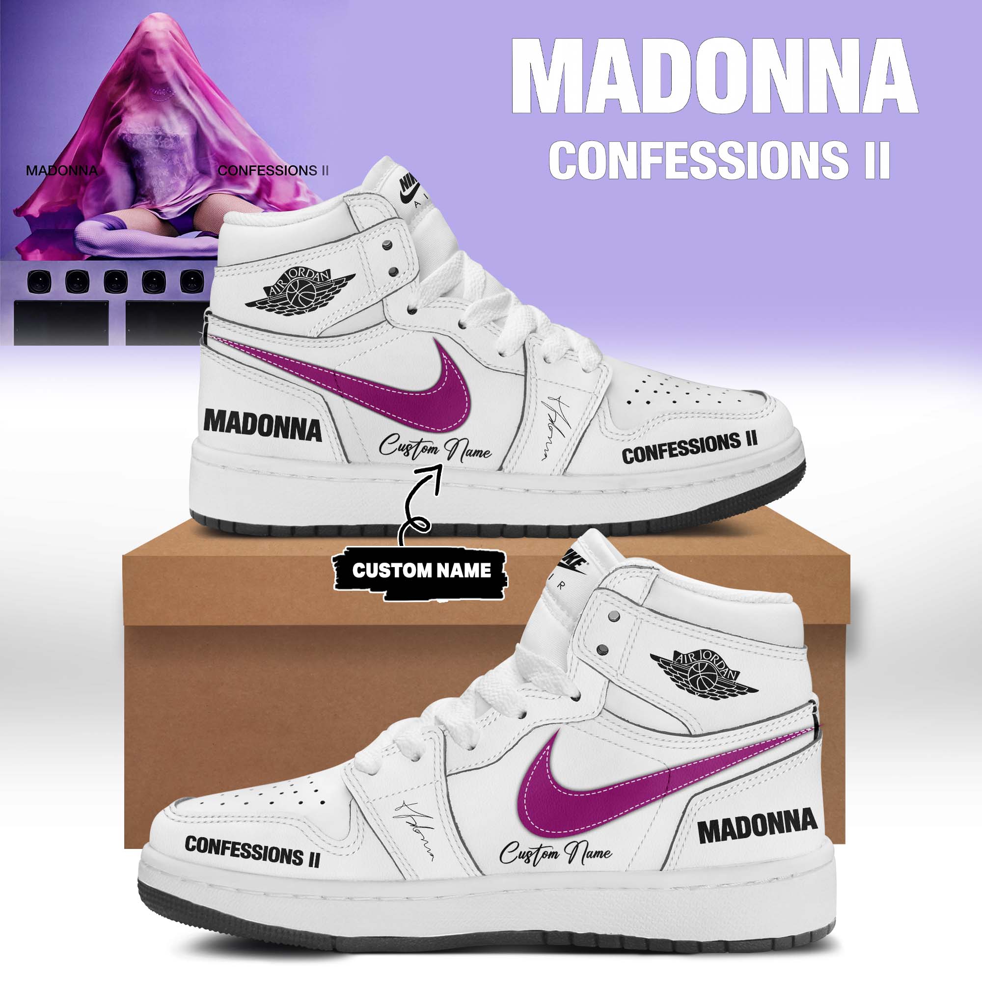 Madonna Confessions Ii Album Premium Music Fan Sneakers
