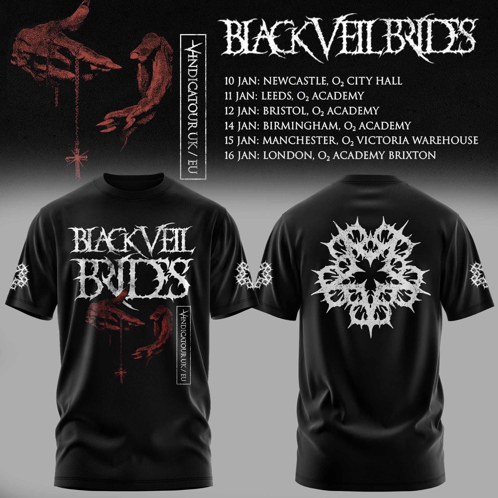 Black Veil Brides Uk Tour 2026 Limited T-Shirt Gifts For Fans