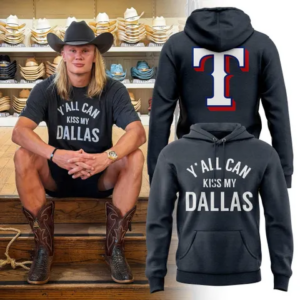 Yall Can Kiss My Dallas Hoodie Funny Cowboy Western Hoodie Texas Rangers Baseball Fan Hoodie Texas Country Graphic Hoodie Gift For Baseball Fans