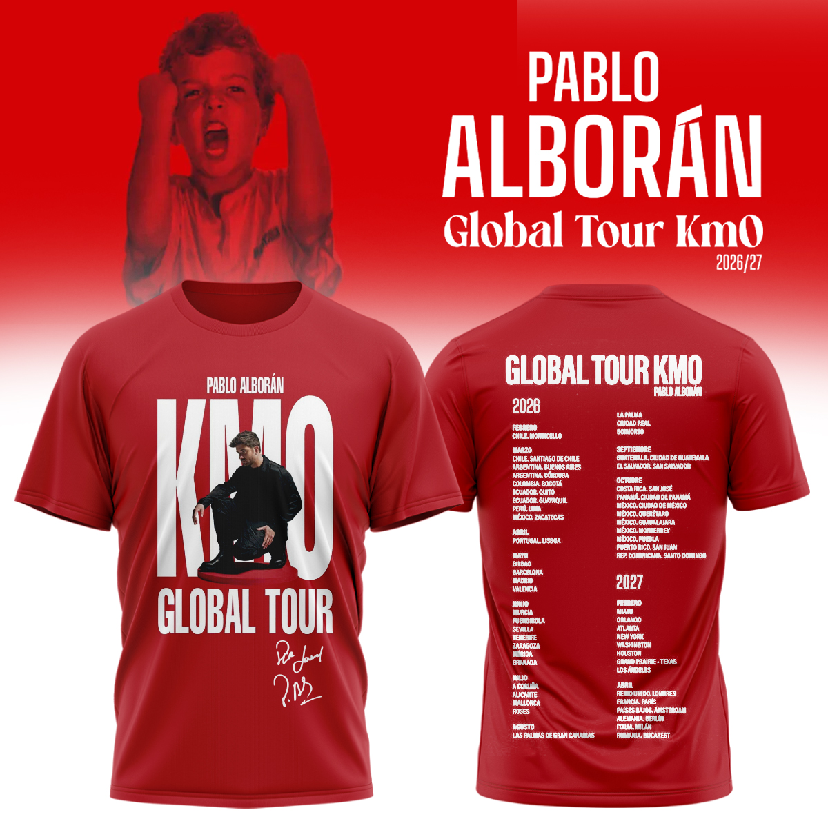Pablo Alboran Global Tour Km0 Concert Fan T-Shirt