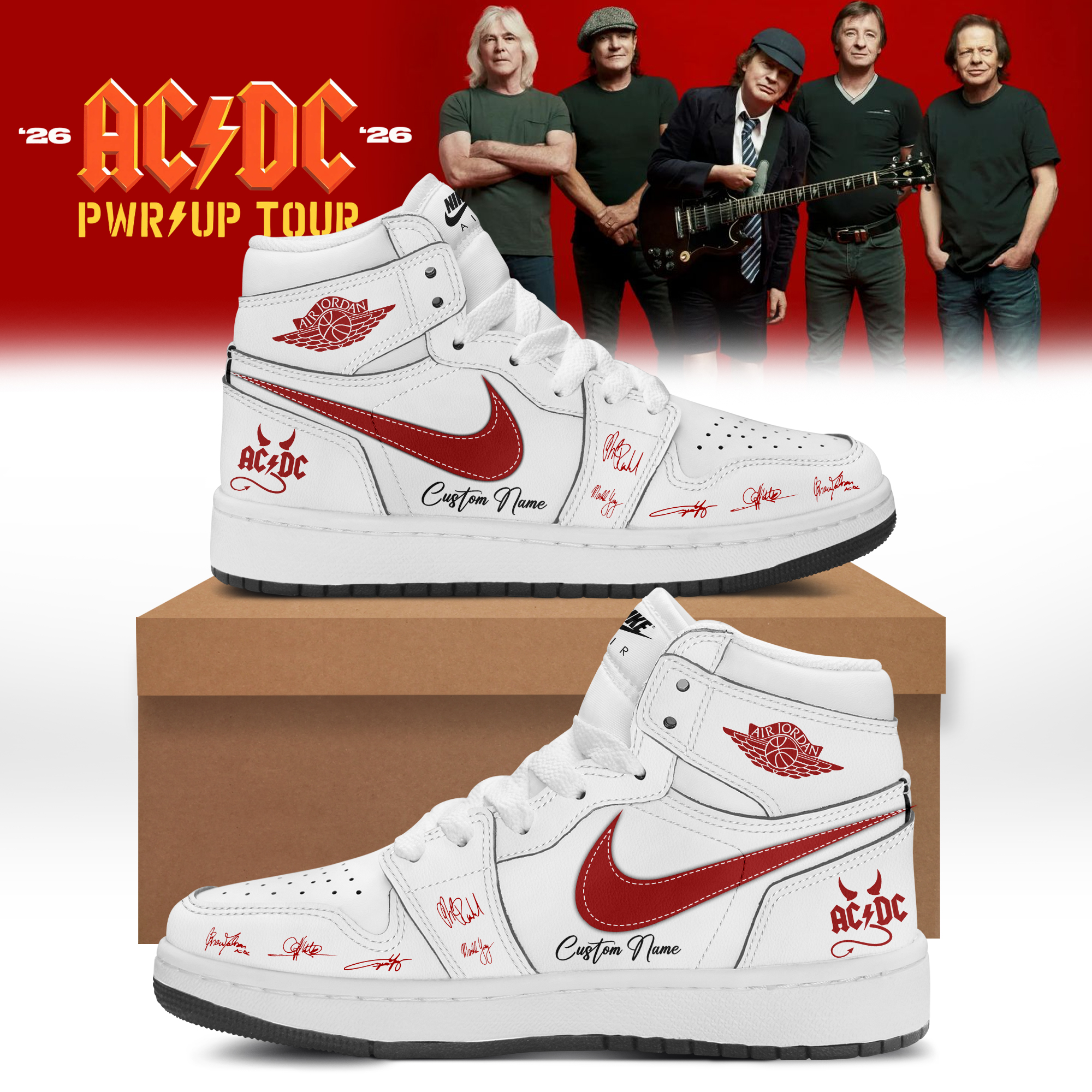 Acdc Power Up Tour 2026 Premium Signature Sneakers Official Fan Collection