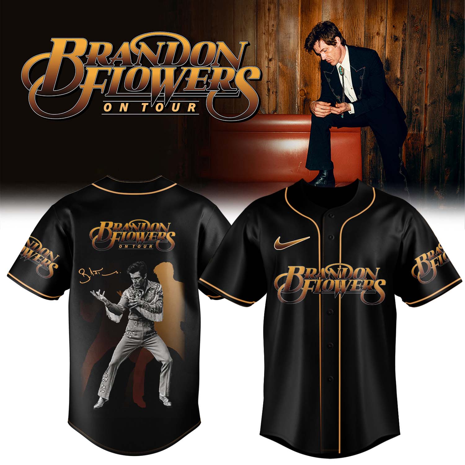 Brandon Flowers On Tour 2026 Limited Edition Signature Baseball Jersey Collector Apparel