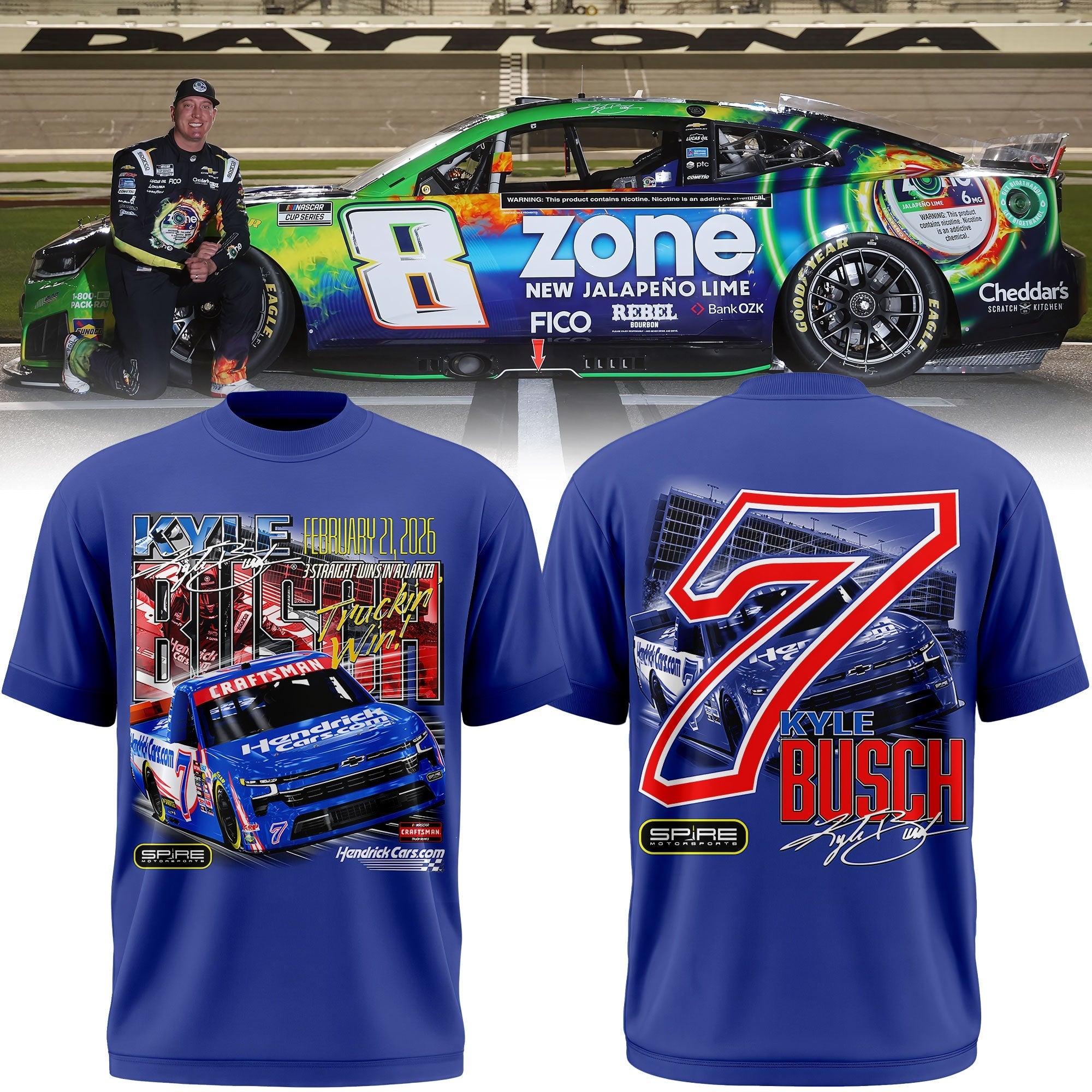 Kyle Busch 7 Hendrick Cars Atlanta Victory Graphic T Shirt