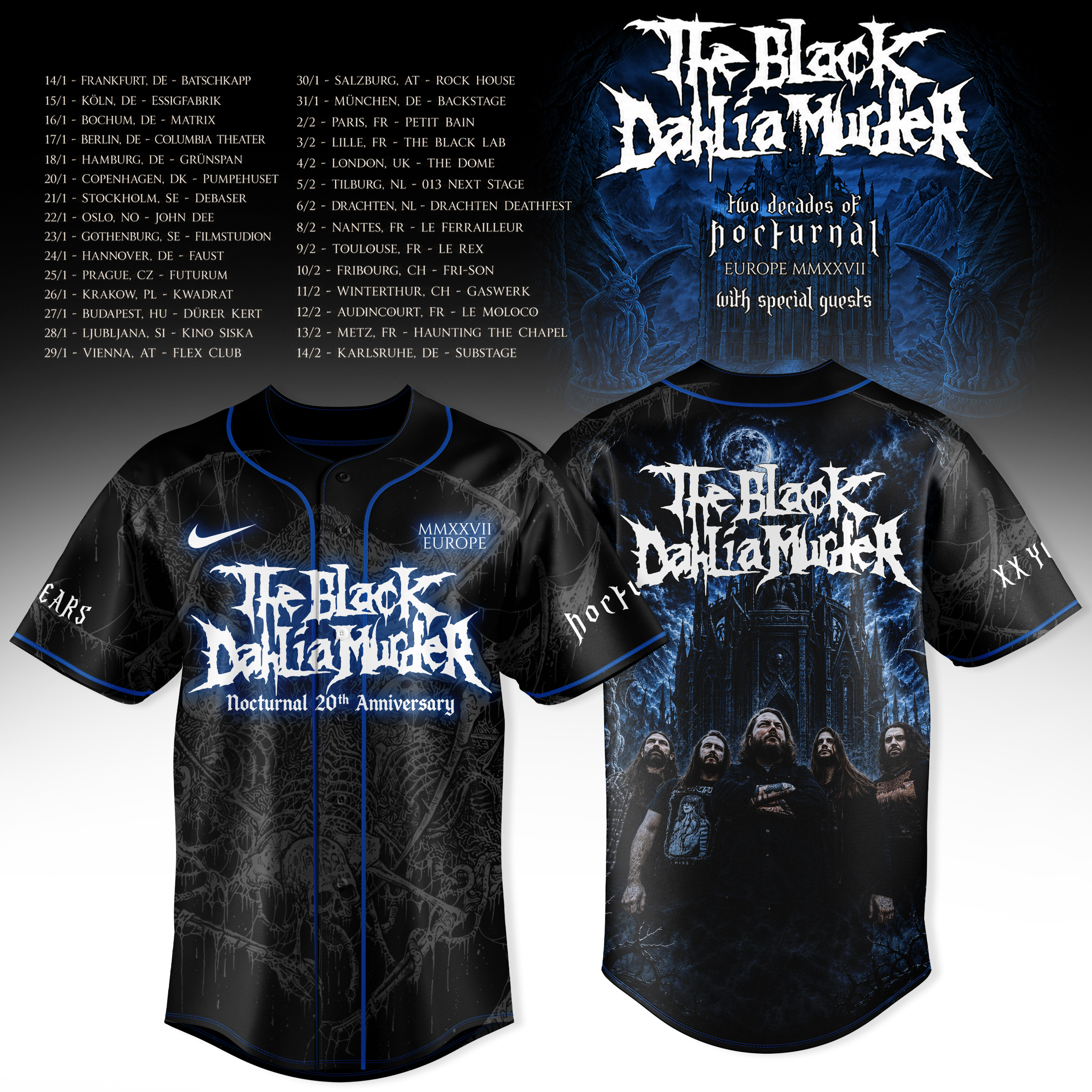 Two Decades Of Nocturnal Europe Mmxxvii Baseball Jersey Gift For Fans