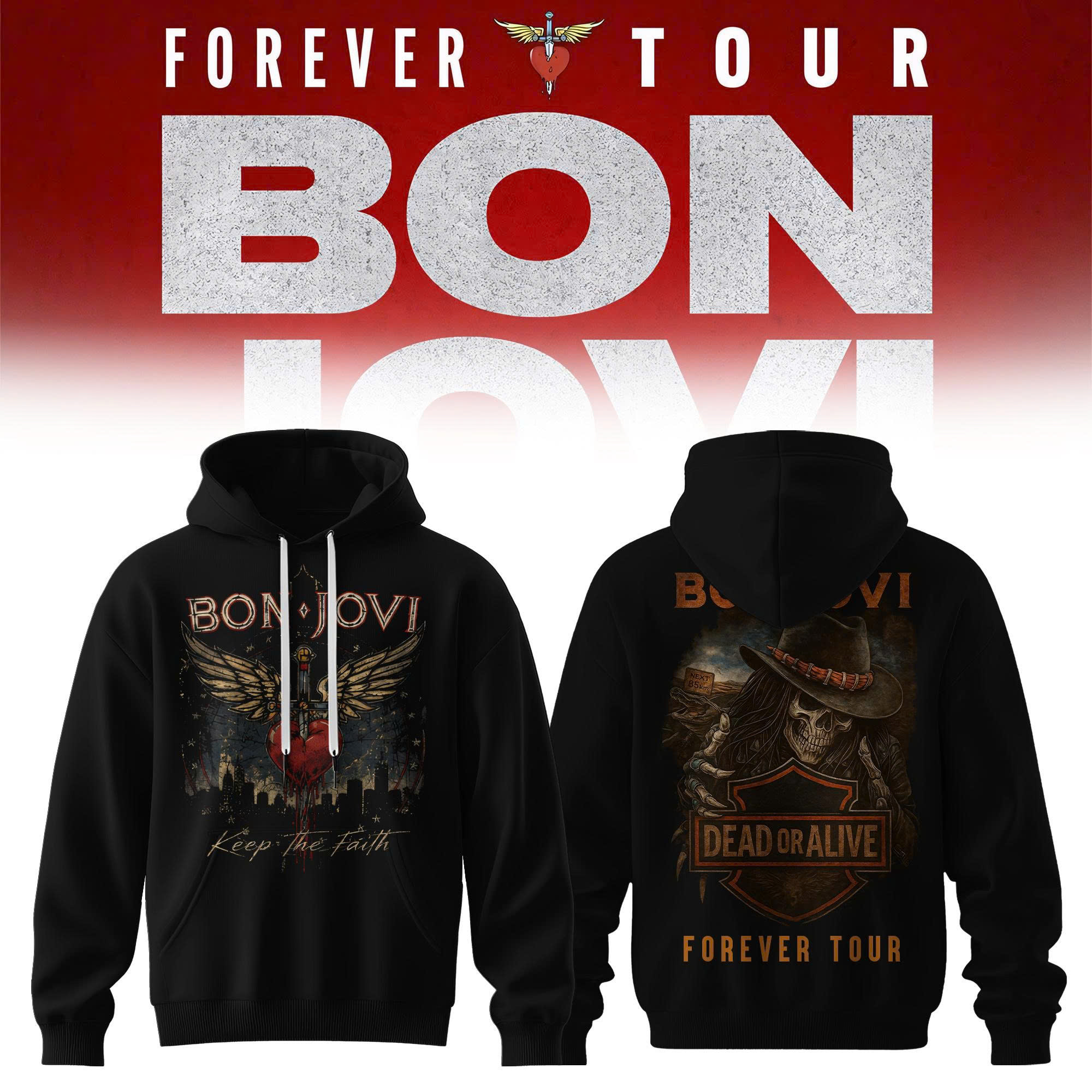 Bon Jovi Forever Tour Premium Hoodie Collection