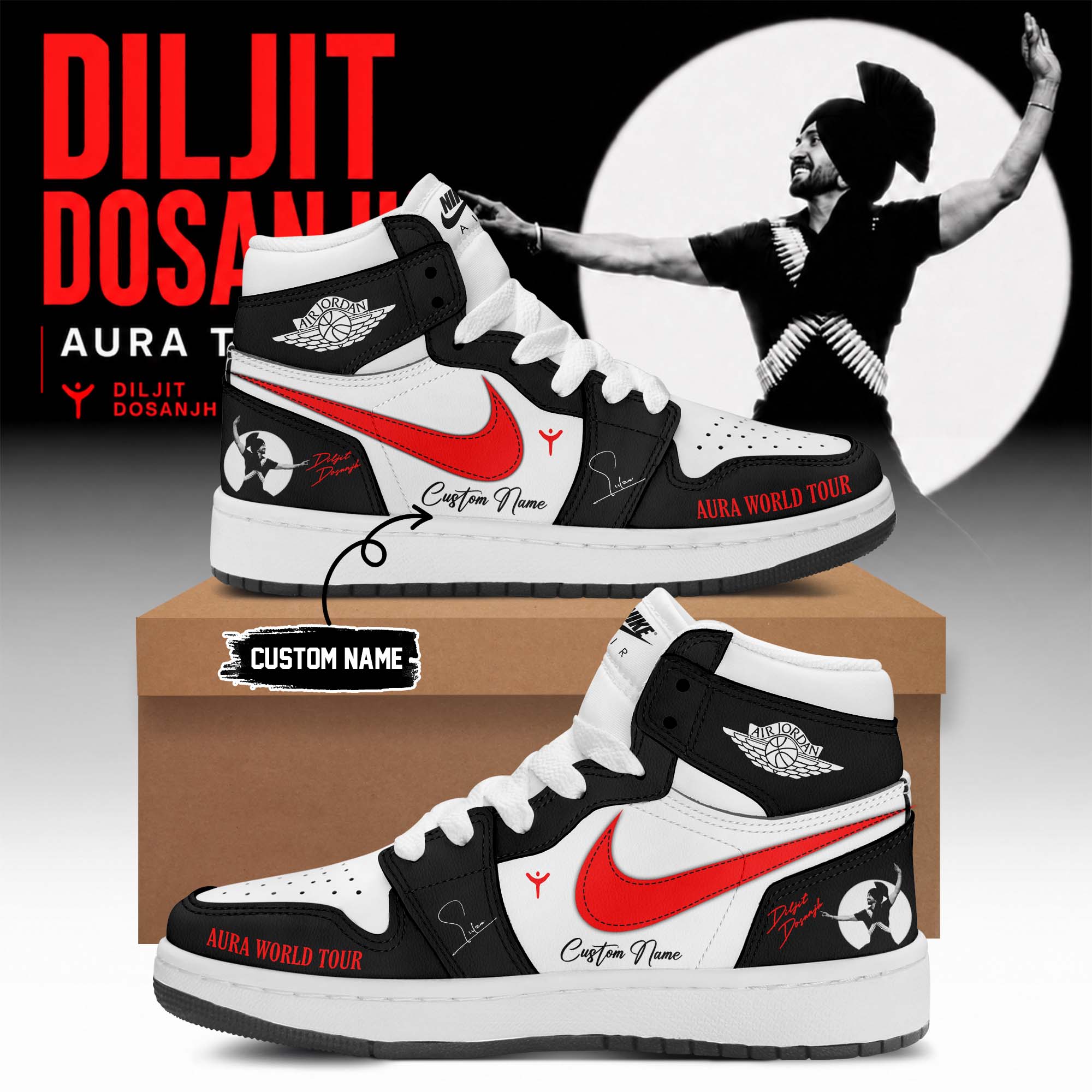 Diljit Dosanjh Aura World Tour 2026 Official Signature Sneakers Premium Edition