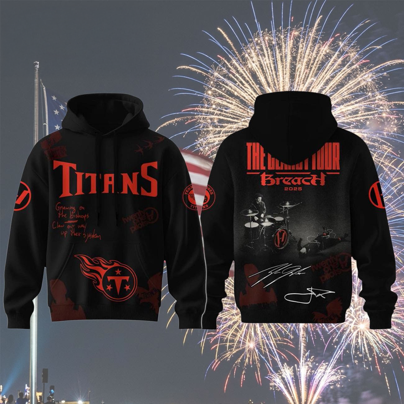 Tennessee Titans X Twenty One Pilots Clancy World Tour Hoodie