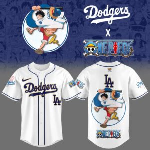 Los Angeles Dodgers Straw Hats One Piece Night White Baseball Jersey
