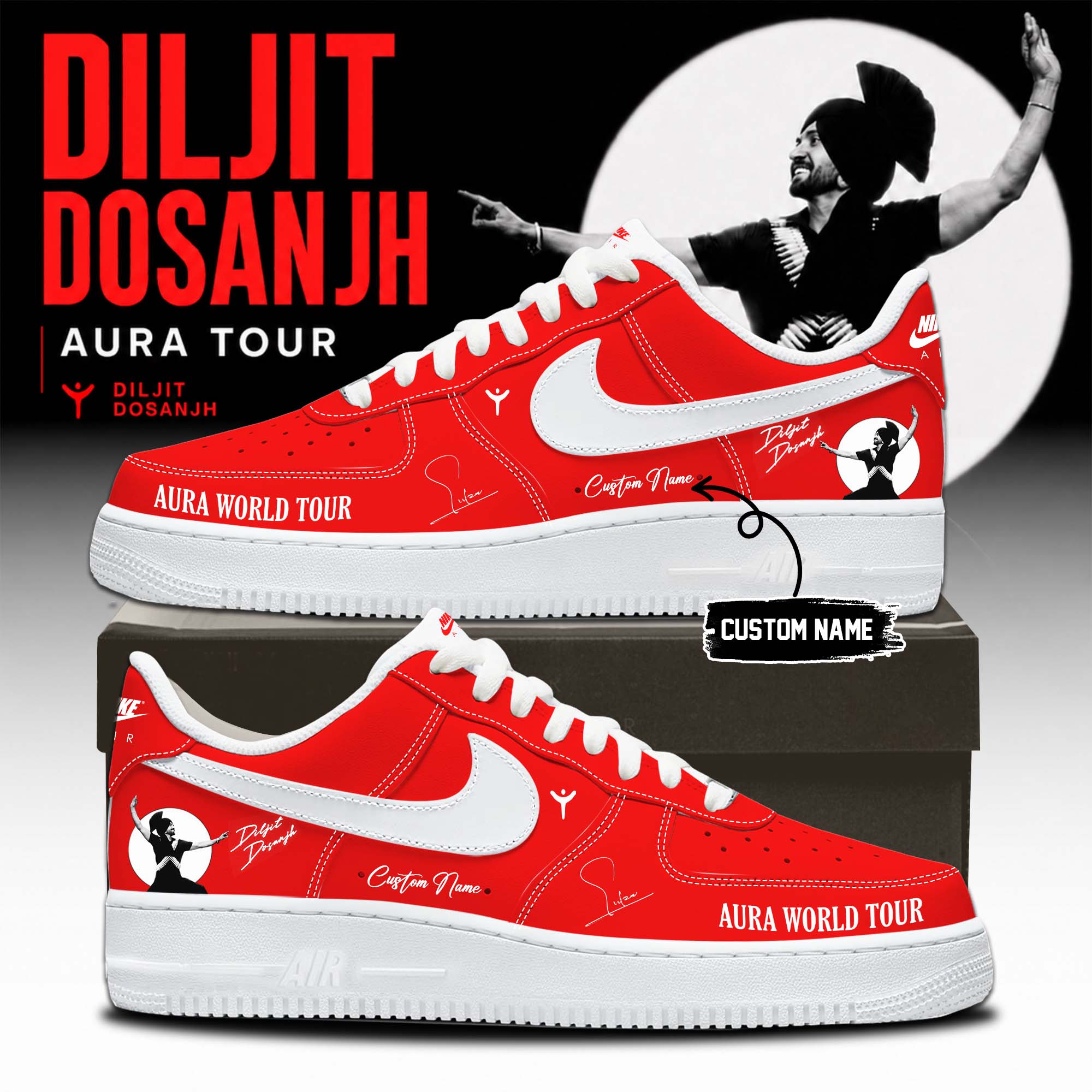 Diljit Dosanjh Aura World Tour 2026 Collector Signature Sneakers Official Fan Edition