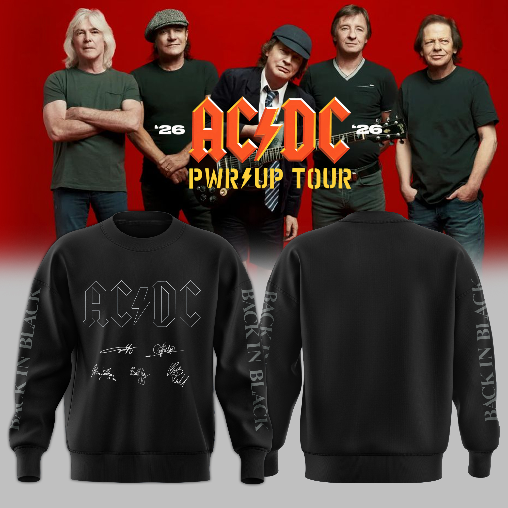 Acdc Power Up Tour 2026 Official Concert Sweatshirt Music Merchandise