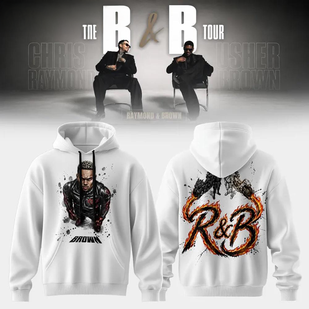 Usher Raymond & Chris Brown The R&B Tour 2026 White Hoodie Premium Edition