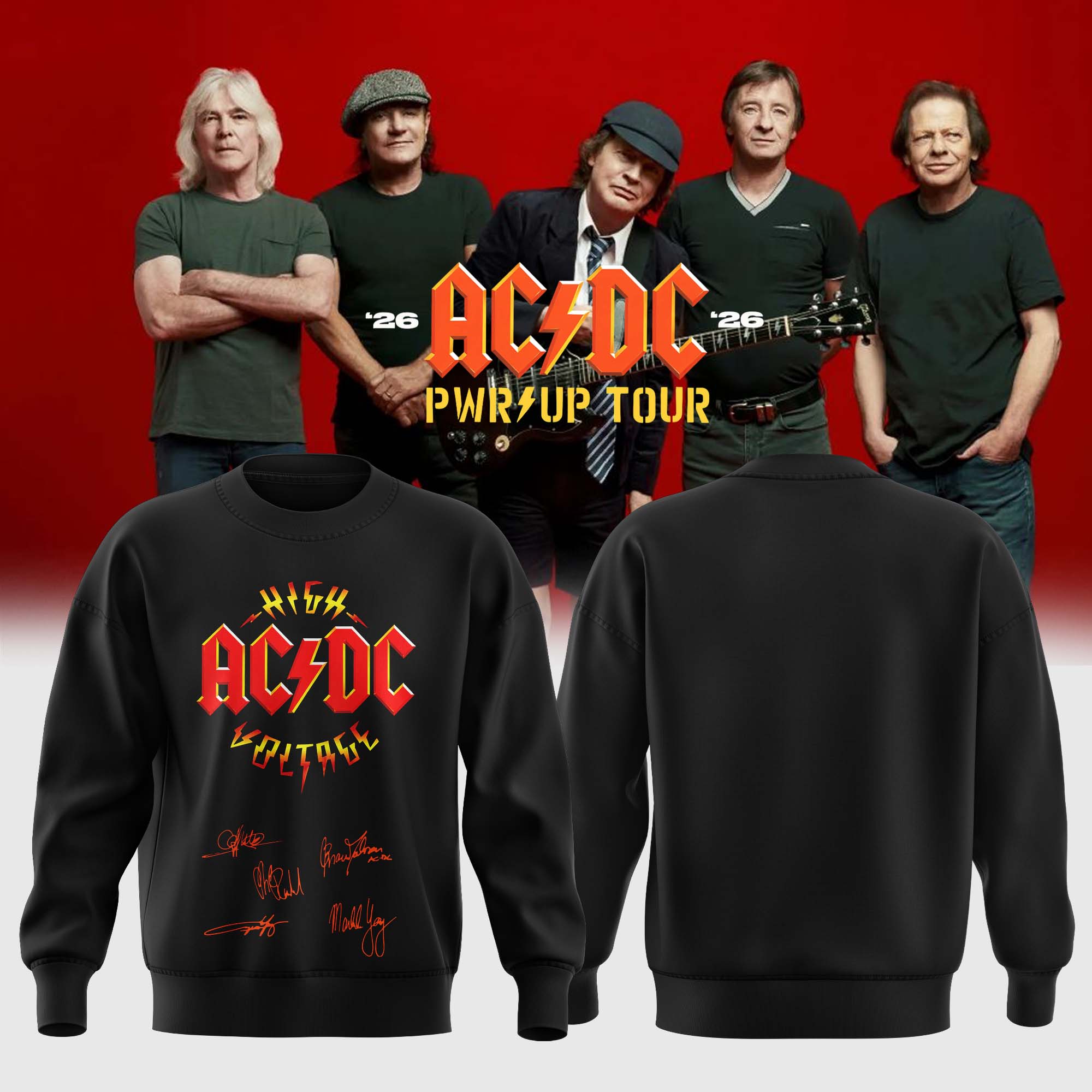 Acdc Power Up Tour 2026 Limited Crewneck Sweatshirt Official Collection