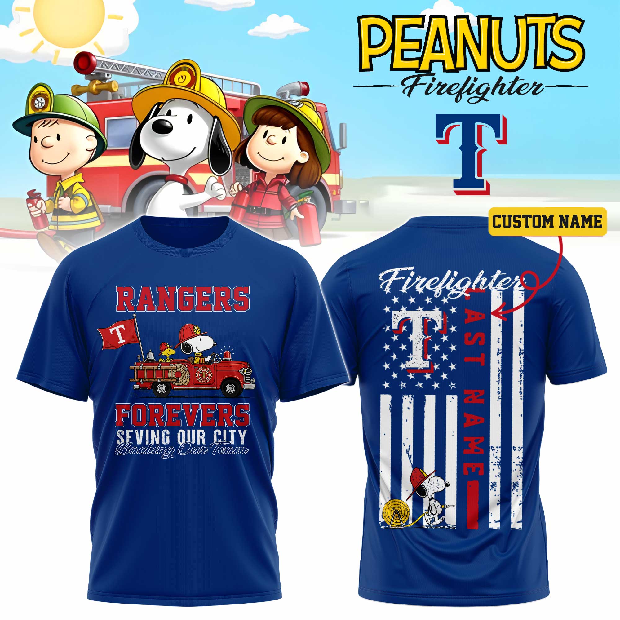 Texas Snoopy Firefighter Personalized Premium Graphic T-Shirt Collection