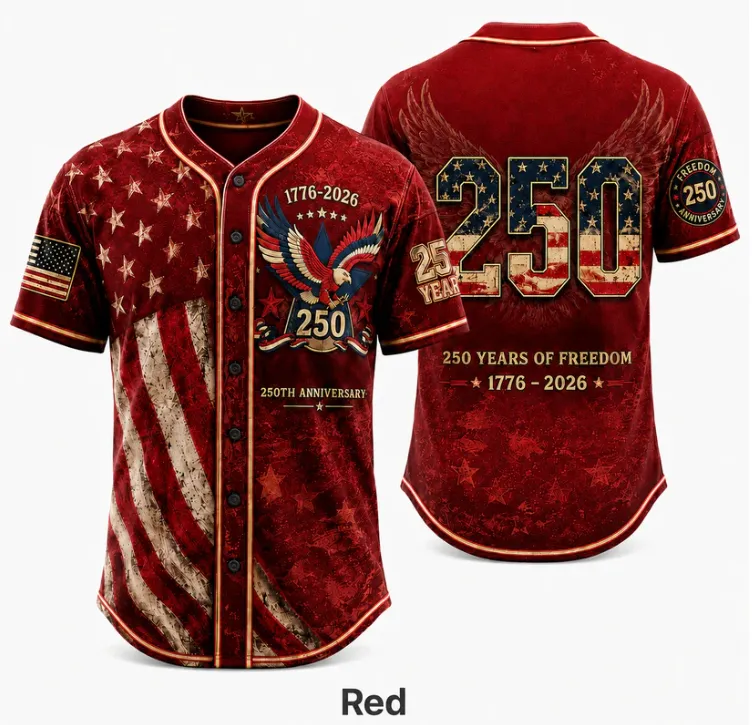Usa 1776 2026 Freedom Celebration Patriotic Baseball Jersey