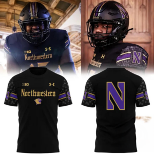 Grand Gothic Northwestern Wildcats Football Graphic T-Shirt College Fan Collection