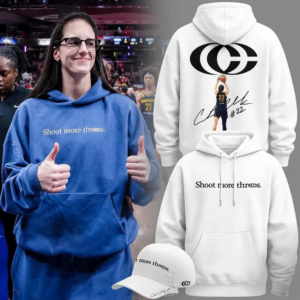 Caitlin Clark Shoot More Threes Logo And Signatures 2026 Limited Edition White Hoodie Collection