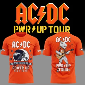 2026 Acdc X Denver Broncos Power Up Tour Graphic T-Shirt