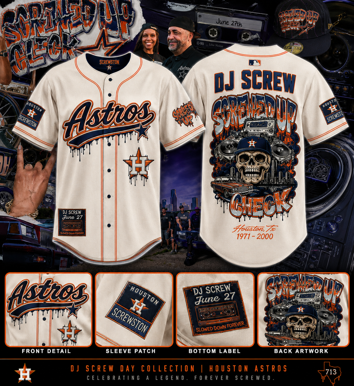 Houston Astros X Dj Screw Collection Premium Baseball Jersey