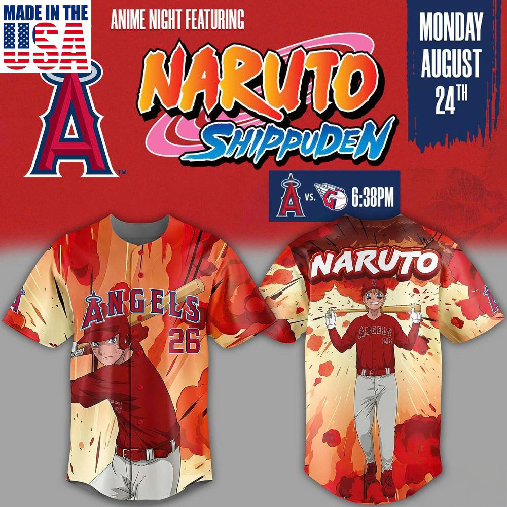 Los Angeles Angels Naruto Anime Night 2026 Premium Baseball Jersey Gift For Fans