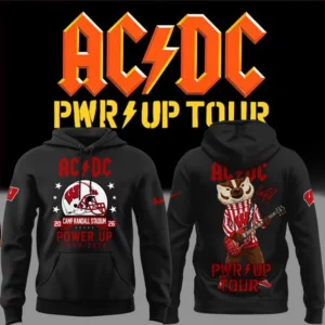 2026 Acdc X Wisconsin Badgers Football Power Up Tour Special Pullover Hoodie
