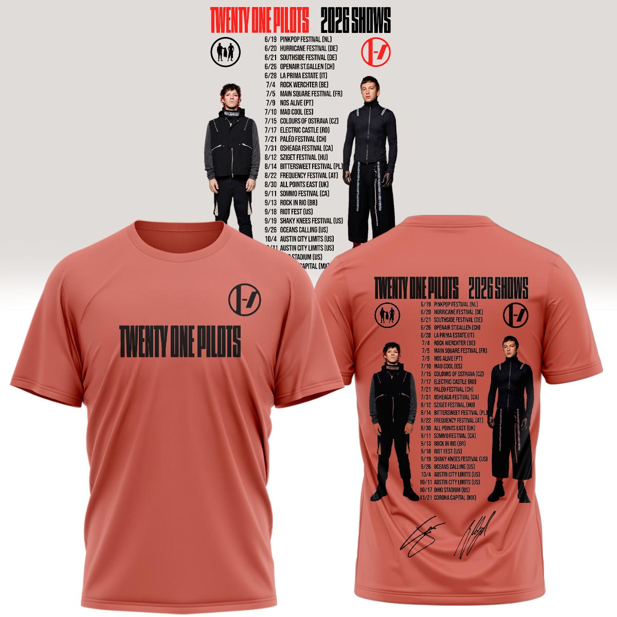 Twenty One Pilots 2026 Shows Vintage Band T-Shirt