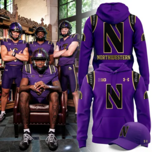 Personalized Northwestern Wildcats Football 3D All Over Print Hoodie Custom Name Purple Ncaa Fan Hoodie Matching Baseball Cap College Football Game Day Gift