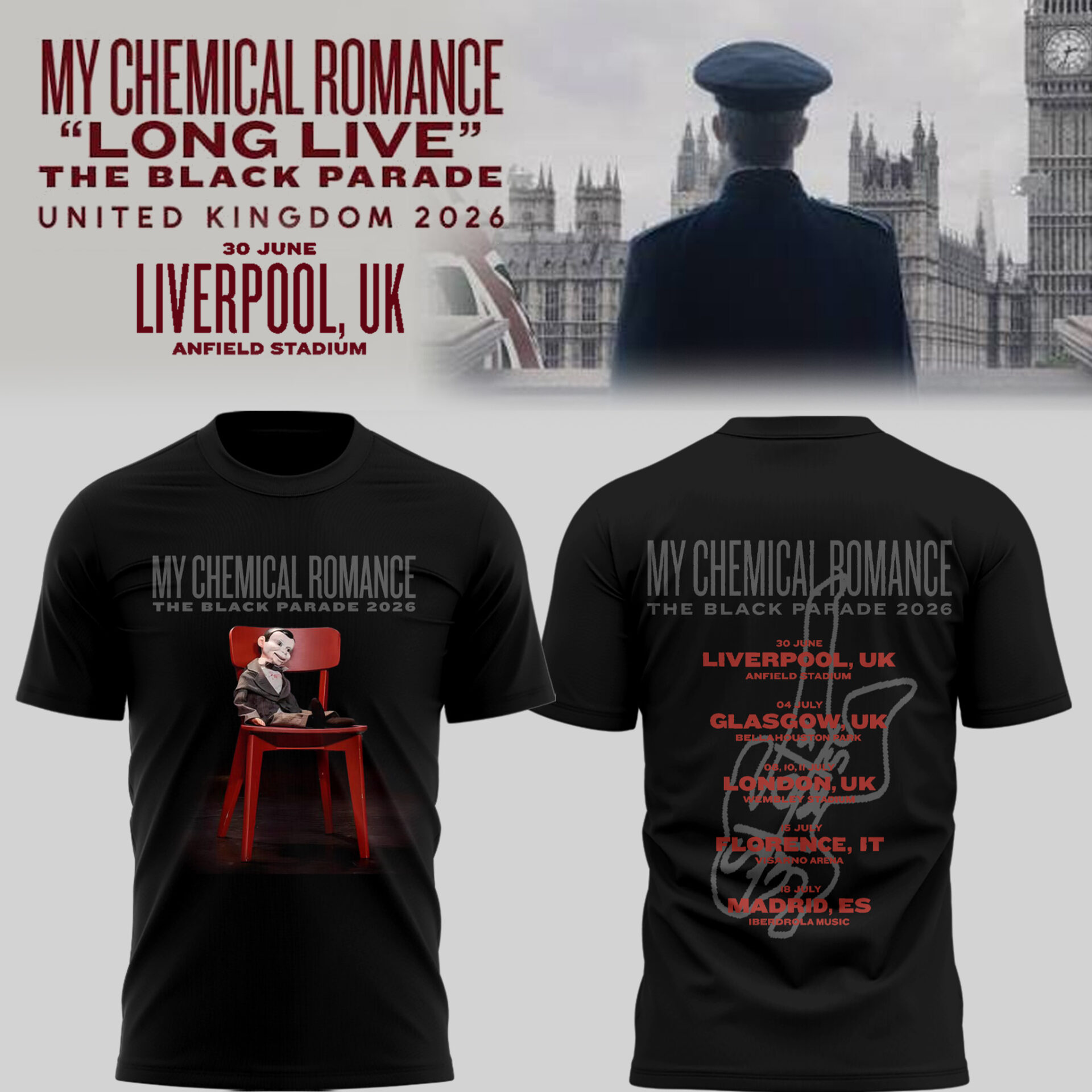 My Chemical Romance The Black Parade Tour 2026 Limited Edition T-Shirt Gift For Fans
