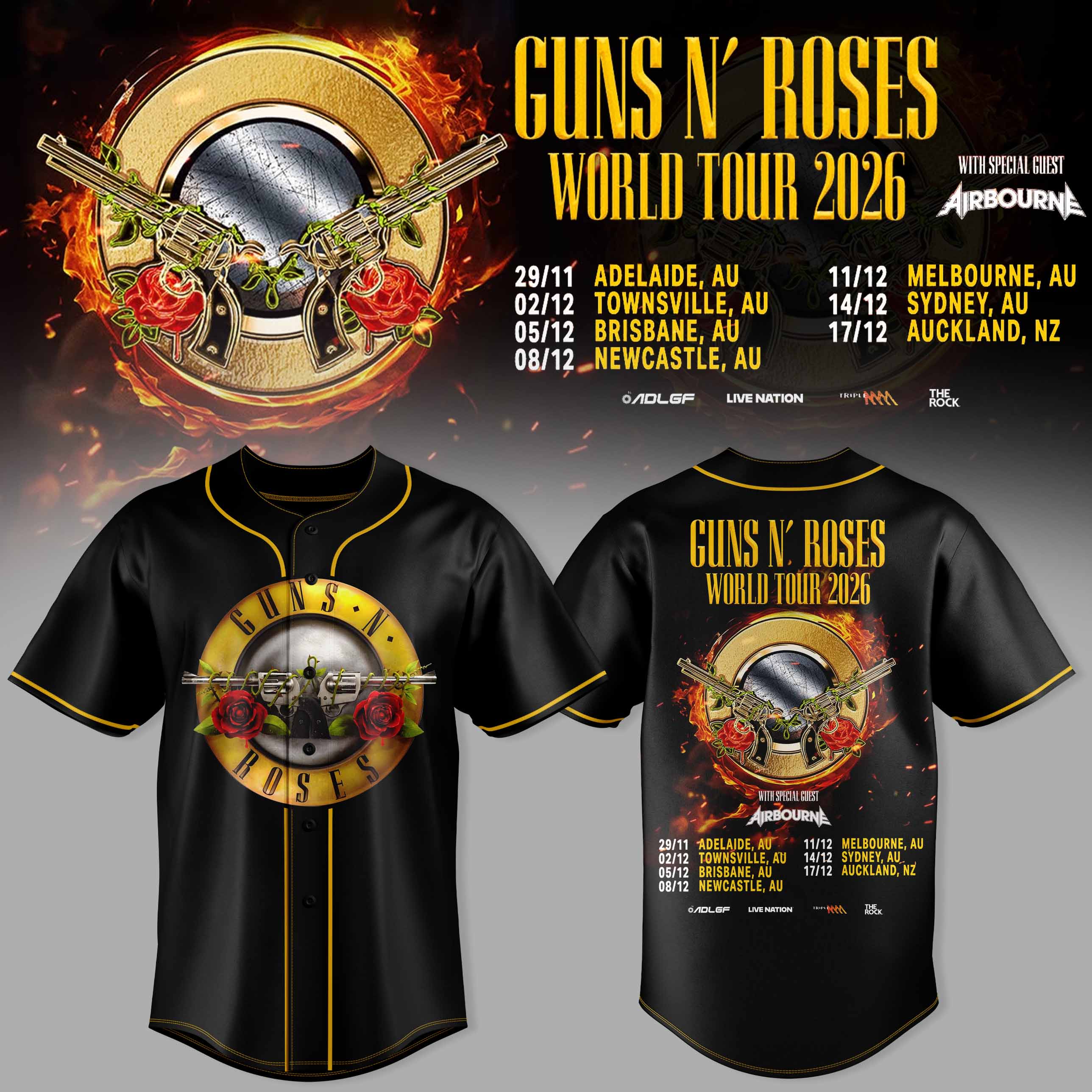 Guns N Roses World Tour 2026 Official Fan Jersey Edition