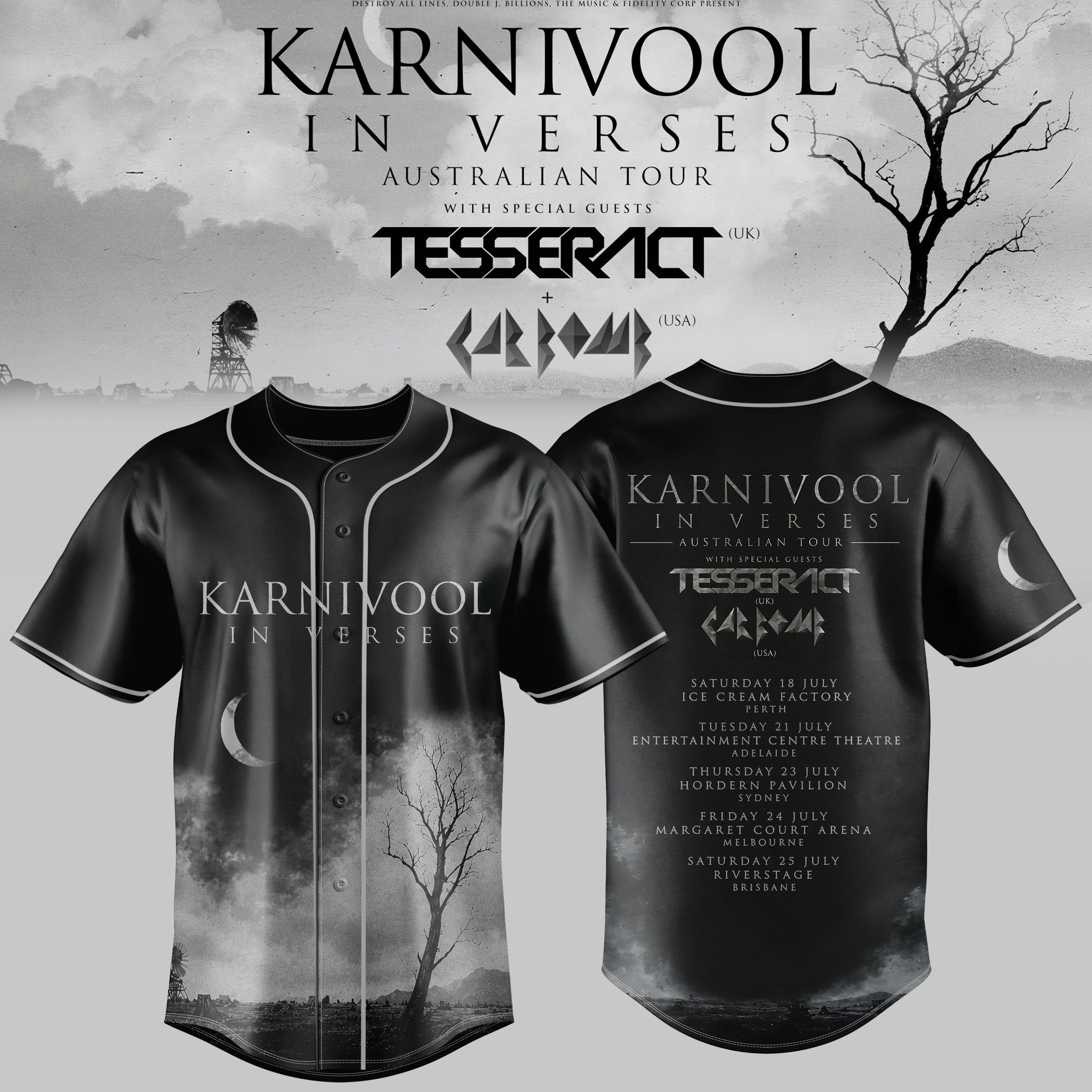 Karnivool In Verses Australian Tour 2026 Black Baseball Jersey Premium Edition