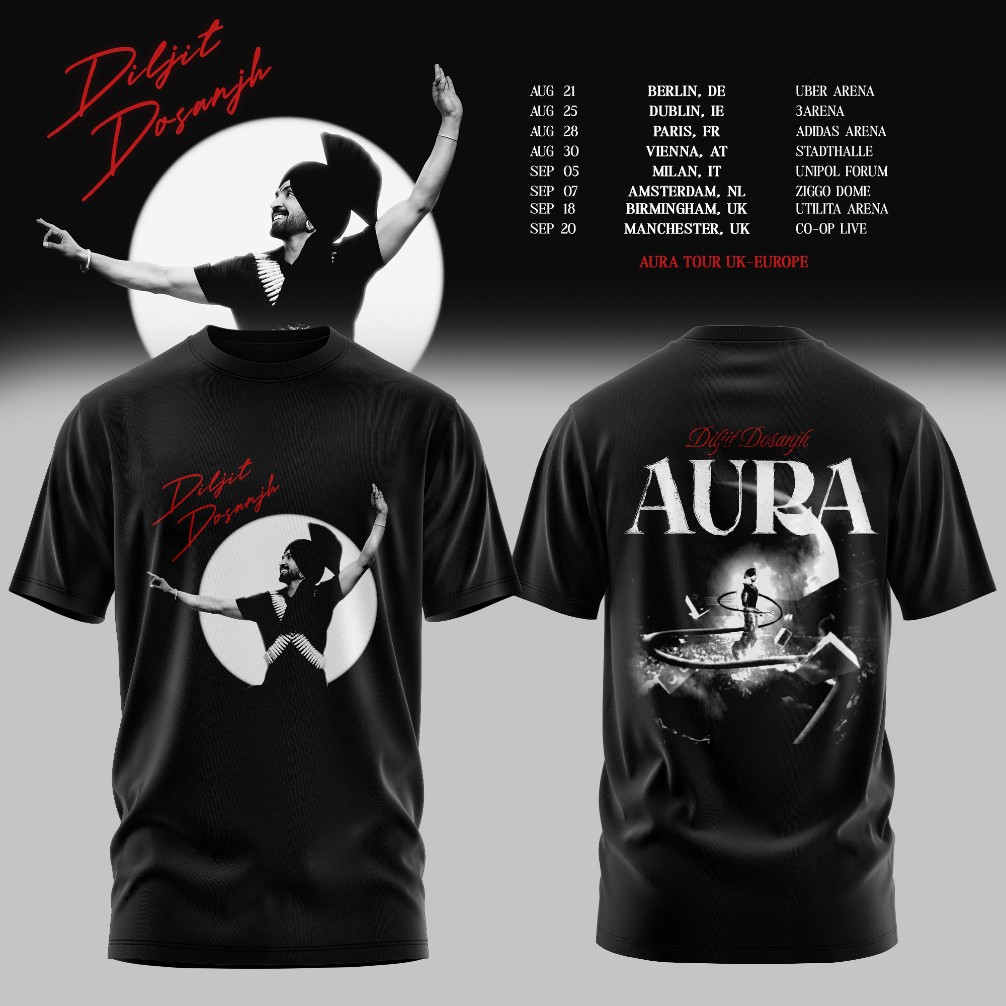 Aura World Tour 2026 Europe Uk Premium Tour T-Shirt