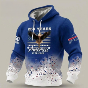 Buffalo Bills Usa 250 Years Independence Eagle Waffle Hoodie