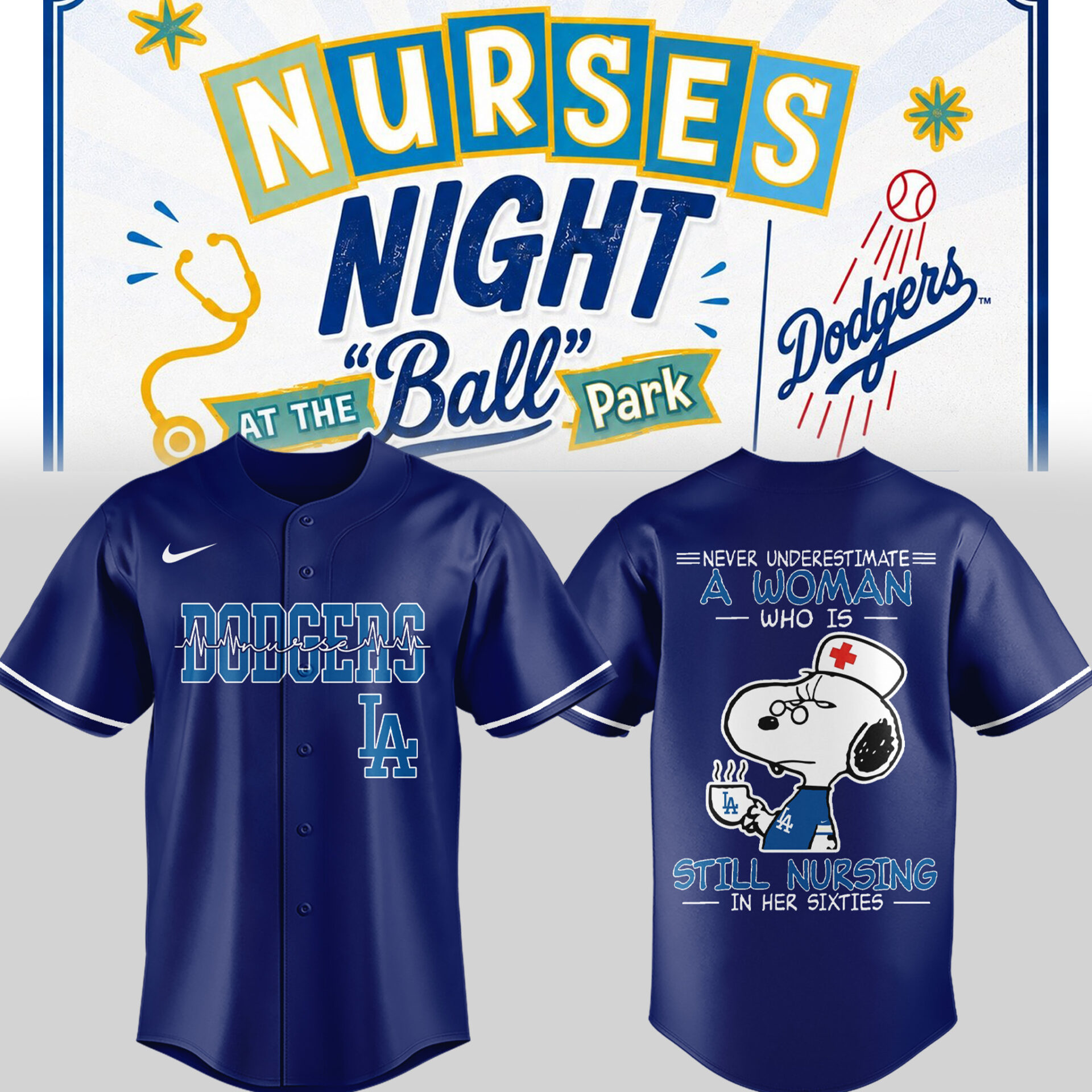 Los Angeles Dodgers Nurse Night Limited Baseball Jersey Fan Edition