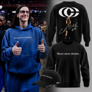 Caitlin Clark Shoot More Threes Logo And Signatures 2026 Black Premium Sweatshirt Edition