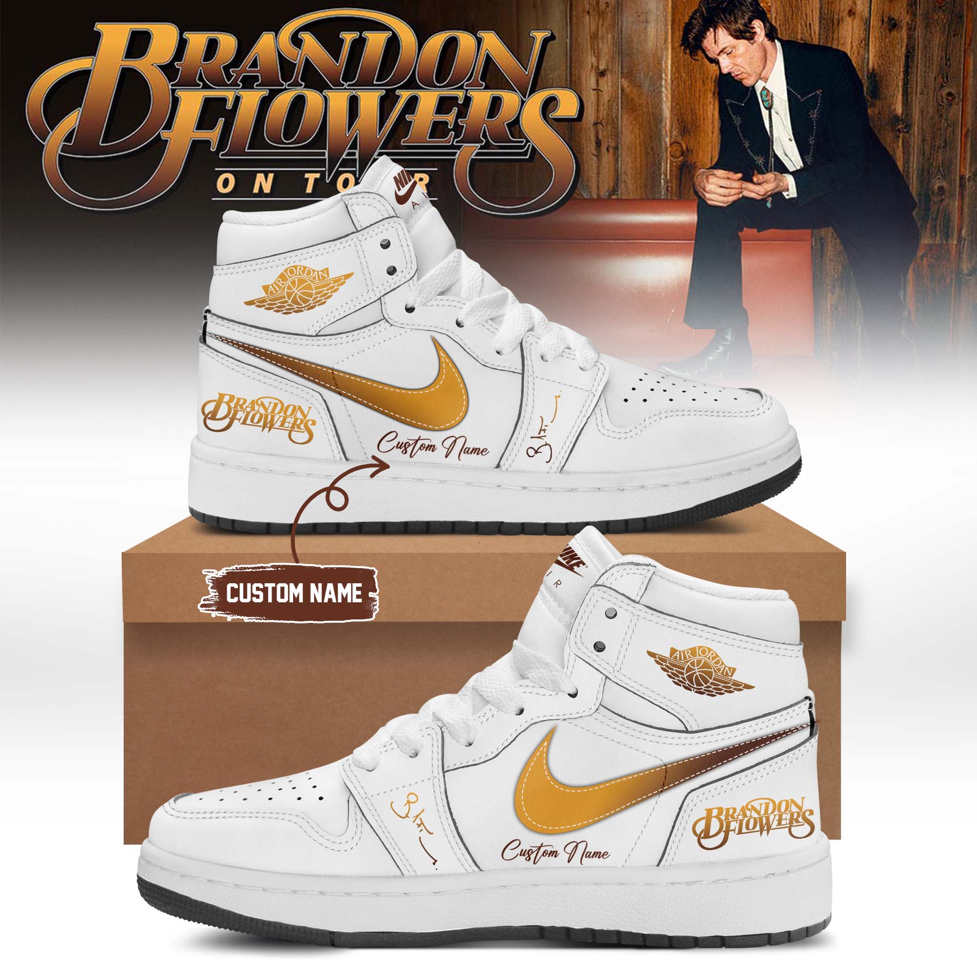 Brandon Flowers On Tour 2026 Premium Concert Signature Sneakers Fan Edition
