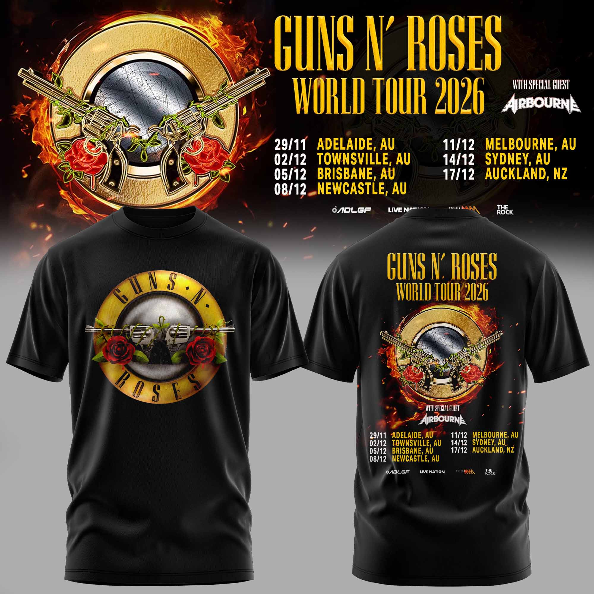 Guns N Roses World Tour 2026 Collector Graphic T-Shirt